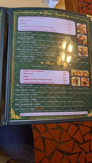 Menu at Jasmine Thai Cuisine in Rome