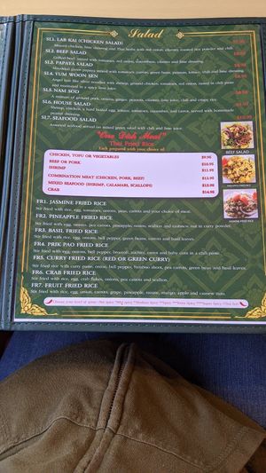 Menu at Jasmine Thai Cuisine in Rome