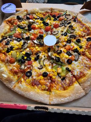 Vegan Garden Party with added  black olives. at Papa John's in Bury St Edmunds