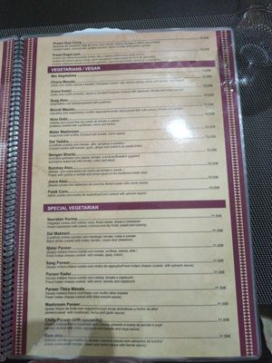 Vegetarian/Vegan menu at Spice Art in Vila Nova De Gaia