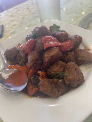 The black pepper chicken  at Chin Swee Vegetarian Restaurant 清水素食館 in Genting Highlands