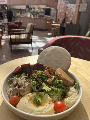 Upstairs eating area  at Hummusson in Malmo