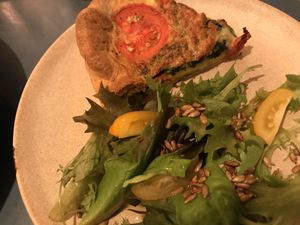 Spinach and tomato tart  at Little Local in Svendborg