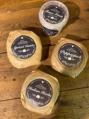 Vegan cheeses  at Little Local in Svendborg