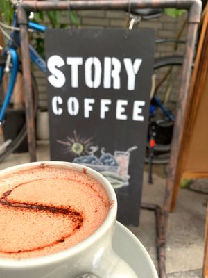 Vegan soy hot chocolate  at Story Coffee Roasters in Hiroshima