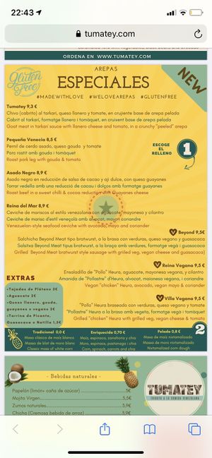 Three special vegan arepas  at Tumatey in Barcelona