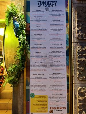 Arepas menu at Tumatey in Barcelona
