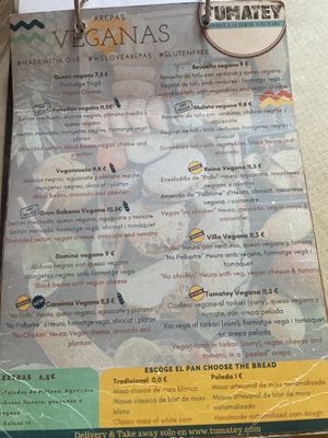 Vegan arepas menu  at Tumatey in Barcelona