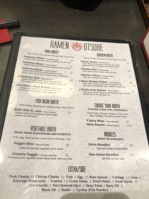 Veg ramen options at Ramen Utsuke in Baltimore