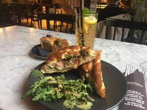Foccacia, apple tart and ice tea for lunch  at Anne&Max in Eindhoven
