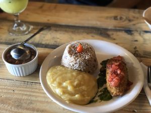 Mushroom steak at Planet Vegan in Sao Paulo