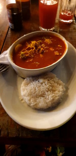 Tikka Masala with tofu, rice on the side at Soulfood Kitchen in El Paredon