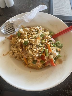 Tofu Malaysian noodles   at Soulfood Kitchen in El Paredon