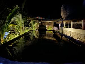 Restaurant at night at Soulfood Kitchen in El Paredon