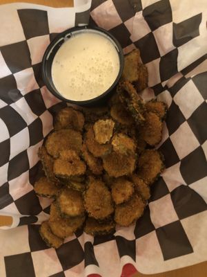 Fried pickles. Wrong ranch dip at Mid City Grill in Johnson City