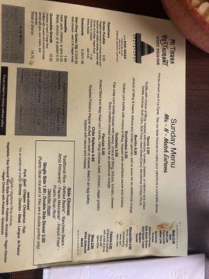 Sunday menu  at GFF - Mi Tierra in Griffith