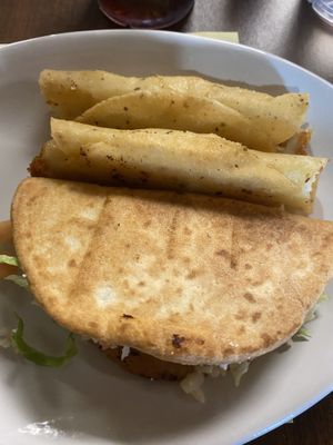 Potato flautas and monteray style taco  at GFF - Mi Tierra in Griffith