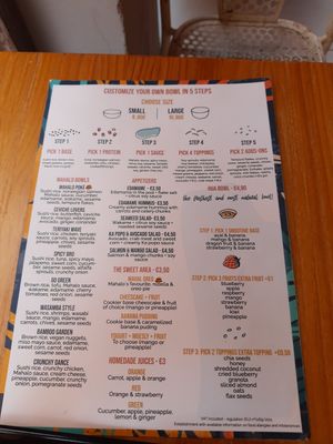 Menú at Mahalo Poke in Alicante