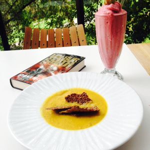 Soup and milkshake  at Funky Fresh Cafe - DogA in Oslo