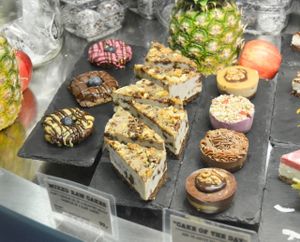Raw cakes assortment at Funky Fresh Cafe - DogA in Oslo