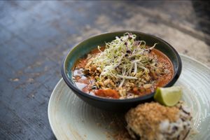 Red Thai Curry with smoked tofu and roasted coconut @susiphotographer at Funky Fresh Cafe - DogA in Oslo