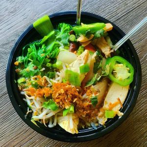 Vegan pho looked appetizing but was flavorless. at Bleu Ginger in Groton