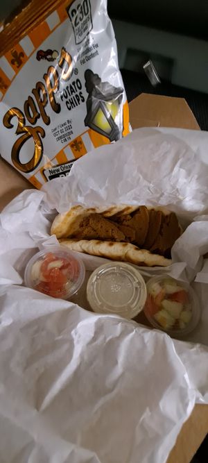 Gyro, carefully packed by Jen for my trip home.... at Feed Your Head - Food Stand in Chicago