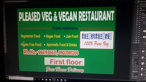 Pleased veg and vegan restaurant, Thamel-Paknajol way, Opposite of the Hotel Moonlight, It's pleasure to serve you at Pleased Veg & Vegan in Kathmandu