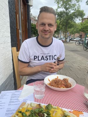 Pasta with “meatballs”  at Trevi's in Amsterdam