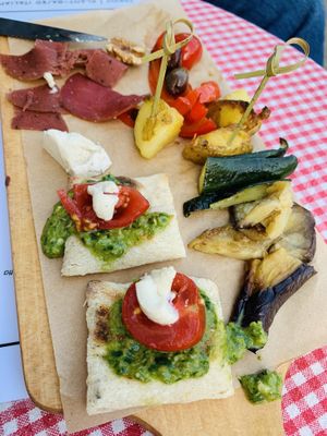 Antipasti (half eaten) at Trevi's in Amsterdam