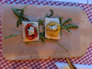 Complementary bruschetta - delicious! at Trevi's in Amsterdam