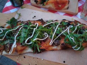 Truffle Pecorino pizza at Trevi's in Amsterdam