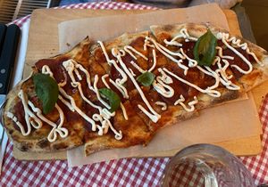 Pizza diavola: quite nice, but lacks veggies and has weird ‘cheese’ at Trevi's in Amsterdam