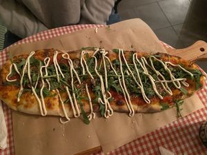 Pizza Truffle pecorino: tasty, but weird ‘cheese'  at Trevi's in Amsterdam