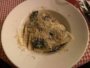 Ravioli of the month Feb 2024 with spinach and ricotta: very tasty at Trevi's in Amsterdam