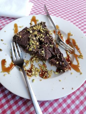 Homemade brownie at Trevi's in Amsterdam