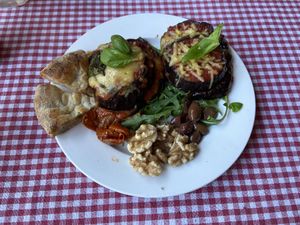 Melanzane parmigiana: very tasty! It came with a deconstructed amuse. at Trevi's in Amsterdam