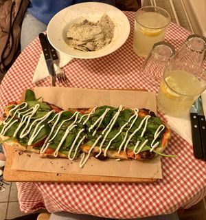 Pizza pesto & truffle pasta  at Trevi's in Amsterdam