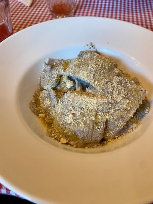 Ravioli tartufo: quite nice, with mushrooms and parmezan  at Trevi's in Amsterdam