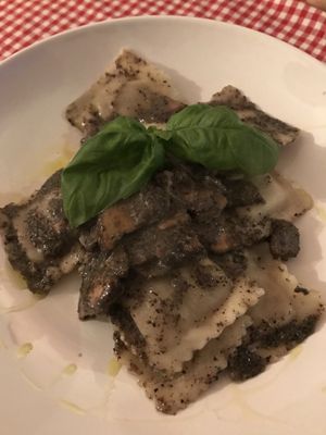 Truffle and mushroom ravioli at Trevi's in Amsterdam