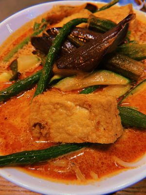 Curry pot had amazing flavors, a bit spicy! But not too bad. If you don’t like spicy food — don’t order! Fair warning!  at Mamak Vegan Kitchen in Chamblee