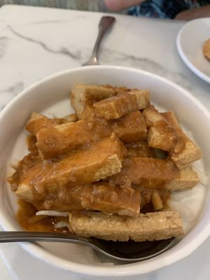 Satay Tofu (there are veggies underneath, too)--delicious!  at Mamak Vegan Kitchen in Chamblee