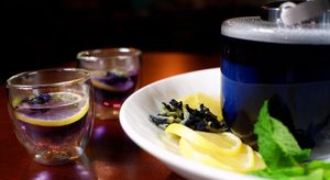 Butterfly Pea Tea at Mamak Vegan Kitchen in Chamblee