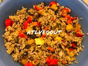 Olive fried rice (added peppers)  at Mamak Vegan Kitchen in Chamblee