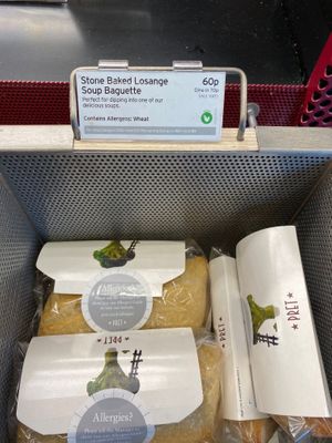 Vegan stone baked bread for soup at Pret A Manager in Ashford