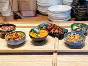 Food Bar dishes at Vegan Bamboo Bar at Market 27 in Amsterdam