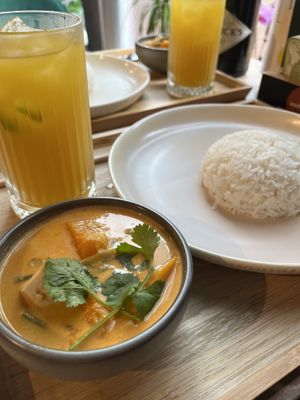 Pumpkin curry 🍛   at Vegan Bamboo Bar at Market 27 in Amsterdam