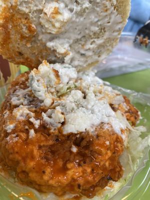 Spicy Bleu Cheese Chik’n Sandwich  at Vuture Food in San Pedro