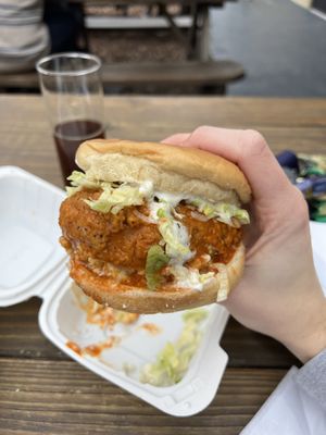 Spicy Bleu Cheese Chick’n Sandwich  at Vuture Food in San Pedro