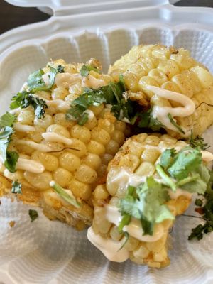 Fried corn on the cob   at Vuture Food in San Pedro